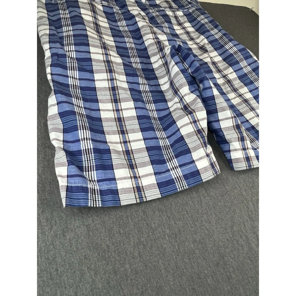 Banana Republic Mens Plaid Shorts Size 36 Cotton Blue Casual Flat Front